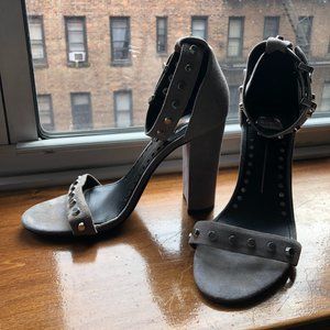 Studded Suede Block Heeled Sandals